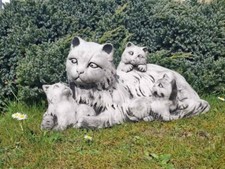 Steinfigur Katzenfigur Katze Babys Garten Haus Deko Frostsicher Handarbeit
