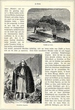 Albanischer Ziegenhirt in Tracht * Citadelle auf Korfu * Originalblatt von 1884