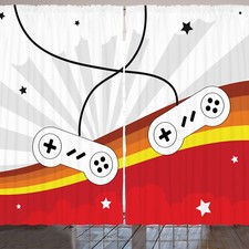 Gaming Rustikale Gardine 70er Gamepads Retro Spiele