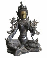 GRÜNE TARA Messing H=26 cm Bodhisattva Buddha Shyama tibetischer Buddhismus Buda