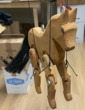 Alte Marionette aus Holz, Motiv Pferd - Handarbeit Unikat