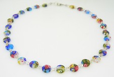 Halskette Kette Murano Art Millefiori Glasperle bunt multicolor mehrfarbig  202j