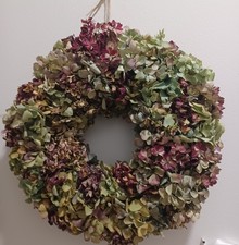  Naturkranz,  Hortensien pur, 33 cm , *Rotgrün*