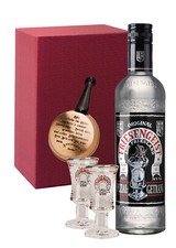 Friesengeist Kräuter Likör 56% Vol.  0,5l,  2 Gläser,Pfännchen im Geschenkkarton