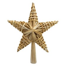 Stroh Stern Christbaum Spitze natur - 24 cm - Weihnachts Deko Tannen Baum Krone