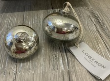 Loberon Weihnachtskugeln 6er Set "Isaulie" Glas Bauernsilber Eiskristalle (L1-52