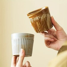 4er-Set Handgefertigte Keramik Kaffeebecher | Glasur-Design | Espresso