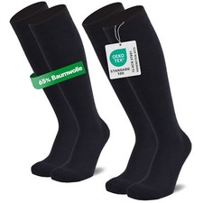 2 Paar Stützstrümpfe (65% Baumwolle) Reise Strümpfe mit Kompression Damen Herren