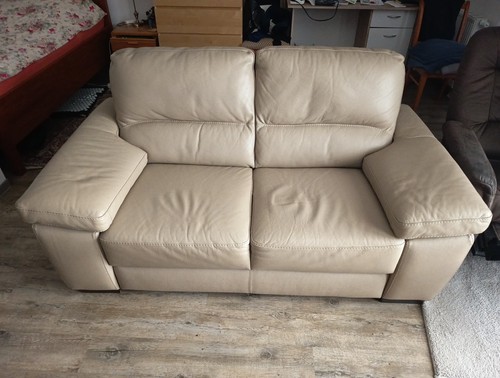 Leder couch beige 200 - couch, ca.