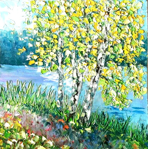 Birken öl gemälde - Öl, gemälde.original