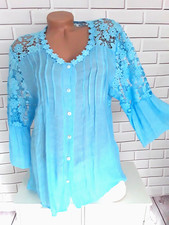 Italy Damen Tunika Bluse Blau