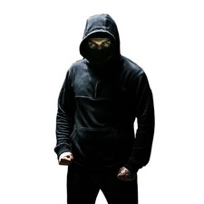 PGWEAR Herren Kapuzenpullover Frontline schwarz Ninja Sturmhaube Hoodie Ultras 