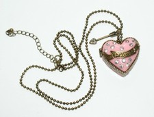 Halskette Herz Medaillon/Anhänger Gold & Rosa Anhänger zum öffnen