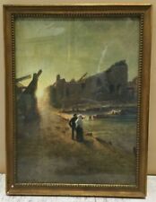 Charles Léon MERY 1878-1921 Aquarell Gouache Landschaft Bretagne Meer Sun Ruine