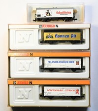 Fleischmann/Arnold Spur N Konvolut 4 Bierwagen A,  Epoche 4, sehr gut, mit OVP
