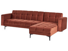 Ecksofa Samtstoff hell rot