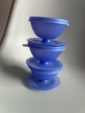 Tupperware 3 x Pudding Dessert Eis Becher m. Fuß Deckel Vintage Schalen
