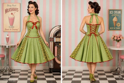 Petticoatkleid grün weiße