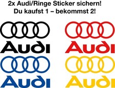 2x Audi Logo + Ringe Aufkleber