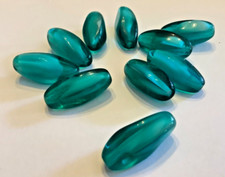 10 Glasperlen, türkis, weiß