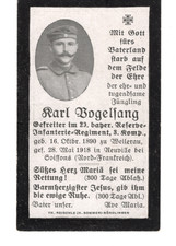 Sterbebild ,WK1  20 Inf. Regt. gef.1918 Neuville / Soissons/Frankr. aus Weilerau