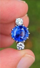 Ceylon Saphir 5.61ct No Heat, 18K Weißgold, DSEF zerti.