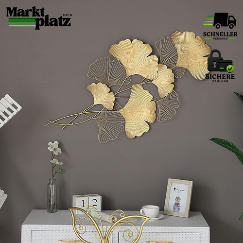 Wanddeko metall gingko deko - gingko, 3d