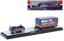 FORD Econoline + Mustang + Trailer  - red / blue - M2 1:64