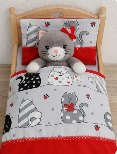 Katzen puppenbettwäsche set - katzen,