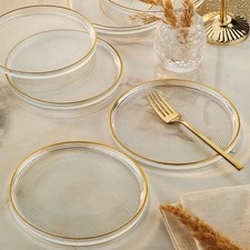 6x Luxus Glas Dessertteller