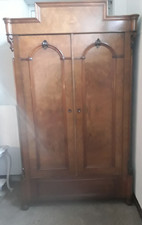 Wäscheschrank Kleiderschrank Schrank Nußbaum furniert 2türig antik 1860 Rarität
