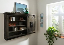 Hängeregal groß 4 Fächer Wandregal grau dunkel Mango massiv 130x80 ohne Aufbau