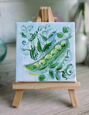 Peas oil painting 7x7 cm