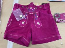 Trachten Lederhose für Damen Engelleiter Kurz Shorts Gr. 34 pink 	