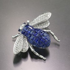 Saphir Brillant Anhänger 1,85 ct  "Fliege " 750 Weißgold Wert 2.700 Euro Neu