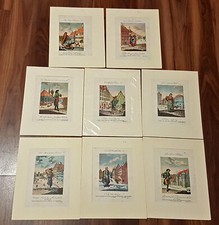 8er Set Kupferstiche koloriert historische Berufe Kostüme Nürnberg Deutschland