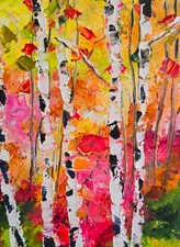 Birkenwald bunt Ölmalerei