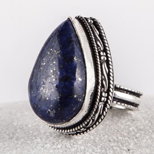 a Großer Silber Ring Lapis Lazuli Lapislazuli Blau dunkelblau Tropfen Gr. 54