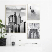 Poster New York 3er Set 40x60 21x30  Freiheitsstatue Schwarz Grau Weiß Wanddeko