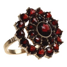 Damen Ring in Gold 333 mit Granat Rosetten  Gr. 53/16,8 mm (D3435)