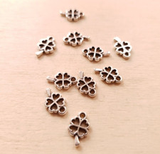 20 x Kleine Kleeblatt Anhänger ♥ Schmuck Deko Charms Glück Silvester Silber 11mm