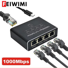 Gigabit Ethernet Switch RJ45 Splitter | 1-zu-4 LAN Adapter | 1000Mbps