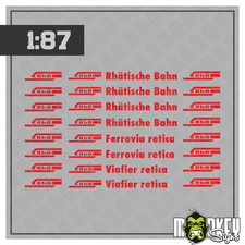 Mehrteiliges Set Schweiz Rhätische Bahn rote Beschriftung Decals 1:87 Spur H0