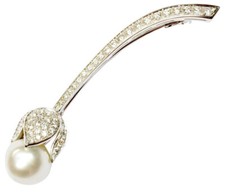 1.54ct Natürlich Rund Diamant 14K Solid Weiß Gold Perle Jubiläum Brosche