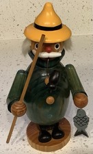Vintage deutscher Holz Figur Fischer Räuchermann 9 Zoll