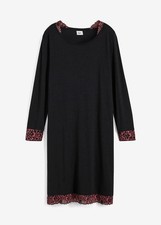 Nachthemd mit Viskose und Spitze Gr. 48/50 Schwarz Nachtwäsche Neu R-Ware*