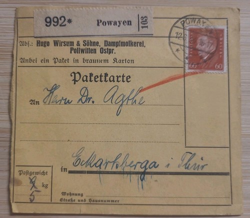 Karte paketkarte 992 - karte, powayen
