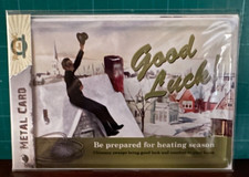 Viel Glück Grußkarte Metall Nostalgie Kunst 10x14cm Postkarte geprägt Metall