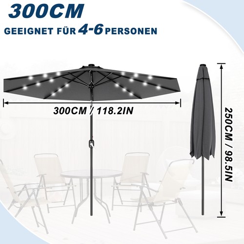 300cm led ampelschirm - 300cm,
