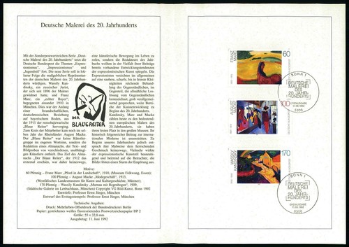 Brd sammelblatt 1992 kunst - sammelblatt,